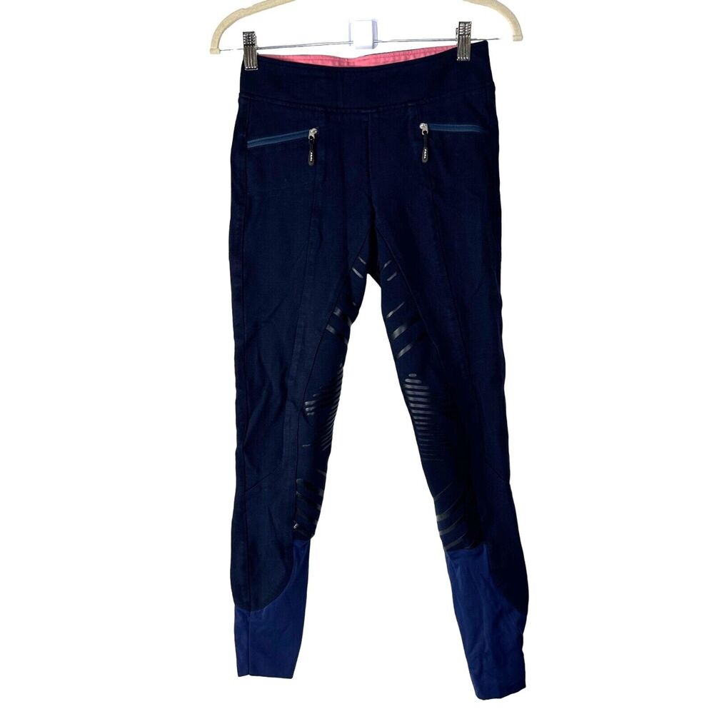 Women's Navy Blue Leggings with Contrast Panels